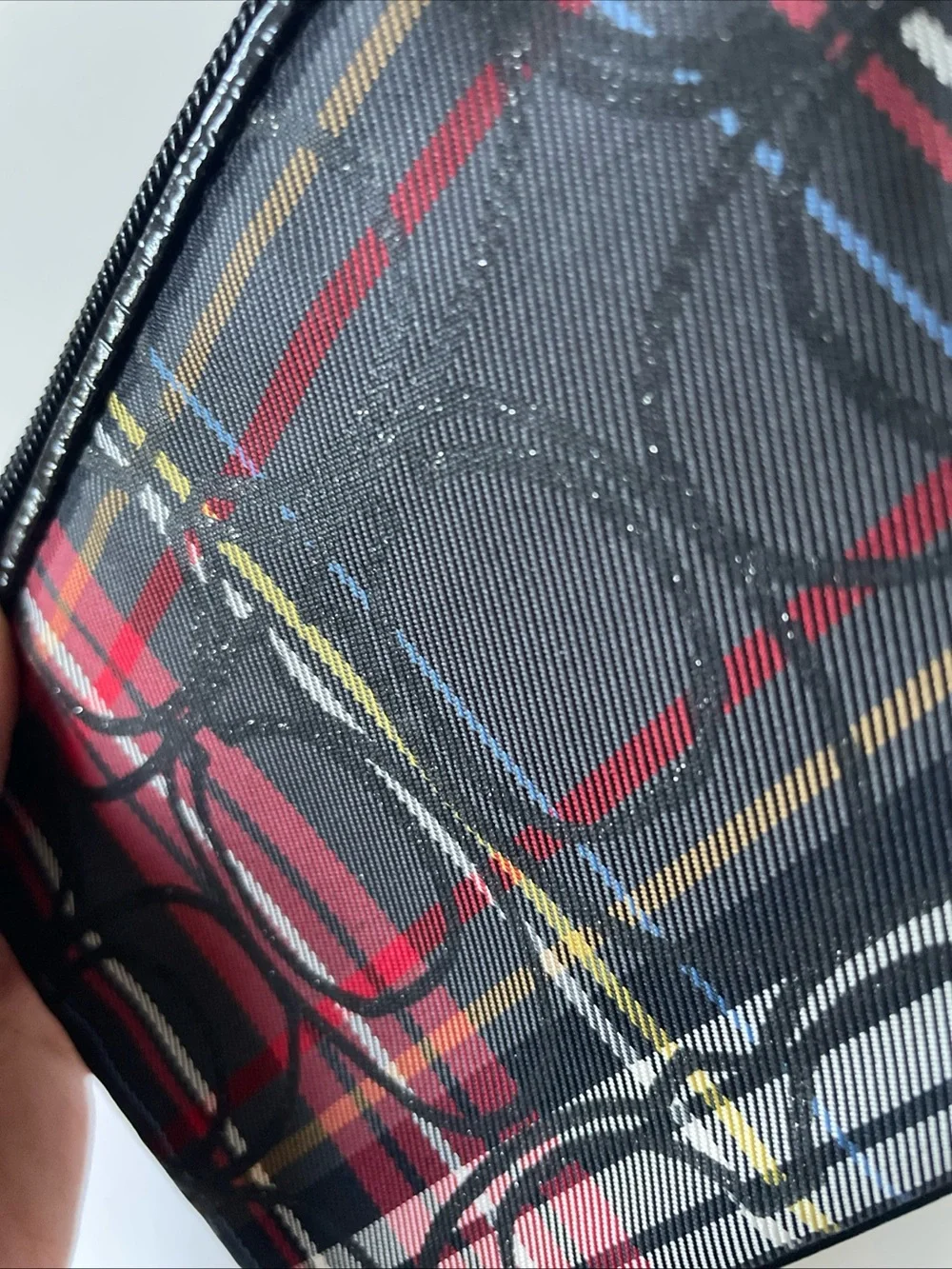 Coach Poppy Red Plaid Signature Wristlet